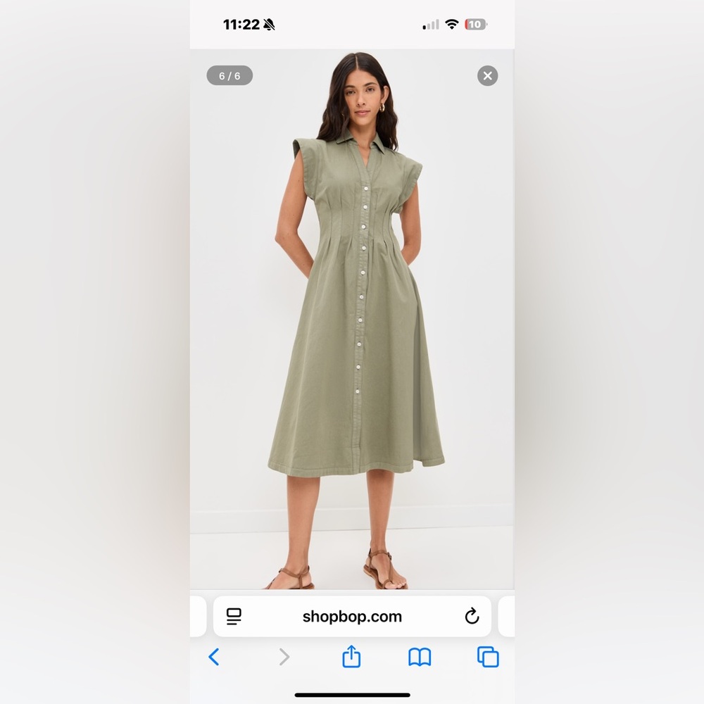 Veronica Beard Olive Green Button-Front Midi Dress